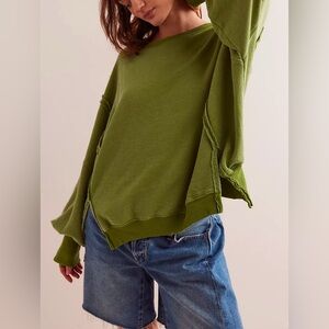 Free People oversized sweatshirt L army green